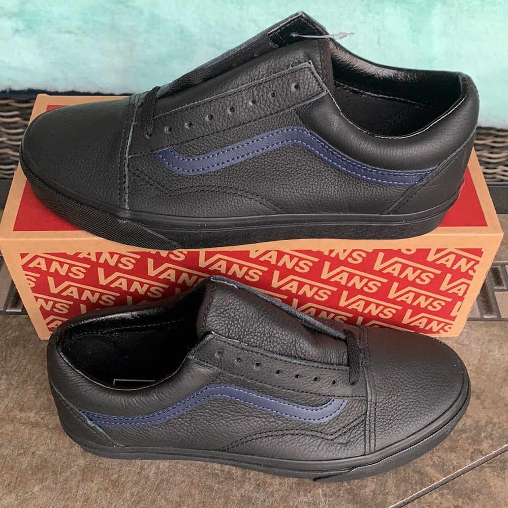 VANS OLD SKOOL LEATHER POP BLACK/DRESS BLUES WMNS - Picture 4 of 14
